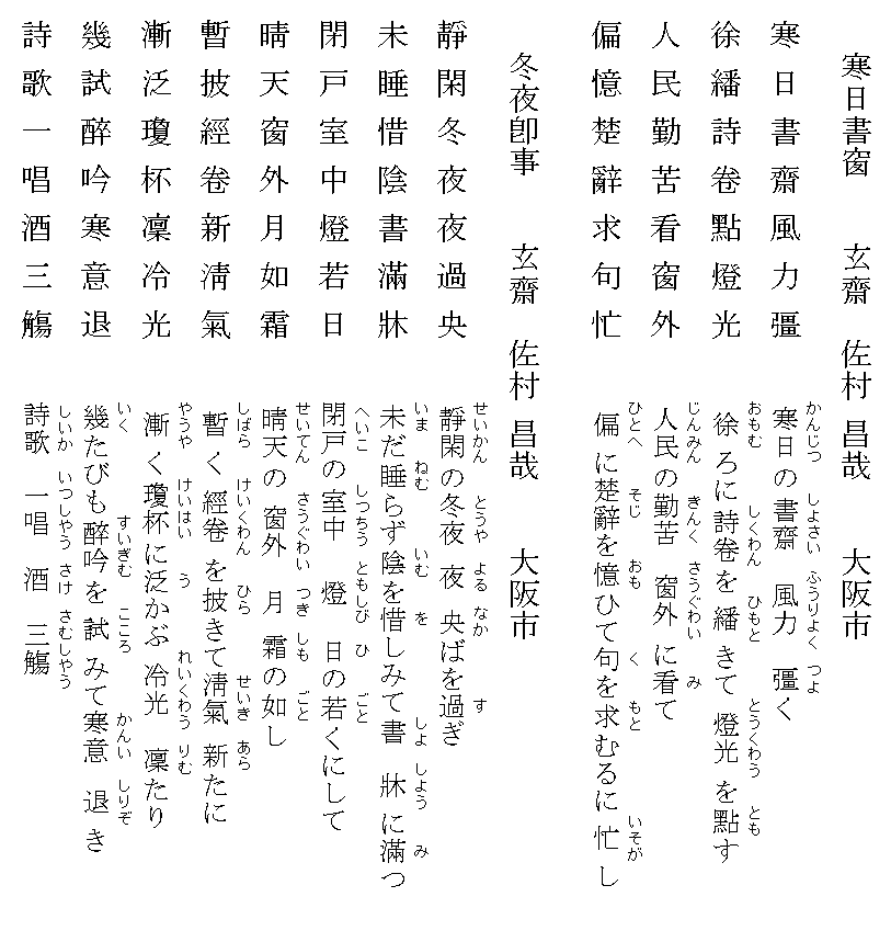 漢詩 寒日書窓 七言絶句 と漢詩 冬夜即事 七言律詩 玄齋の書庫 ヤフーブログから移転してきました